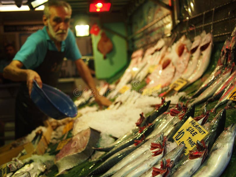 Fishmonger At An Indoors Market 7 Editorial Stock Photo
