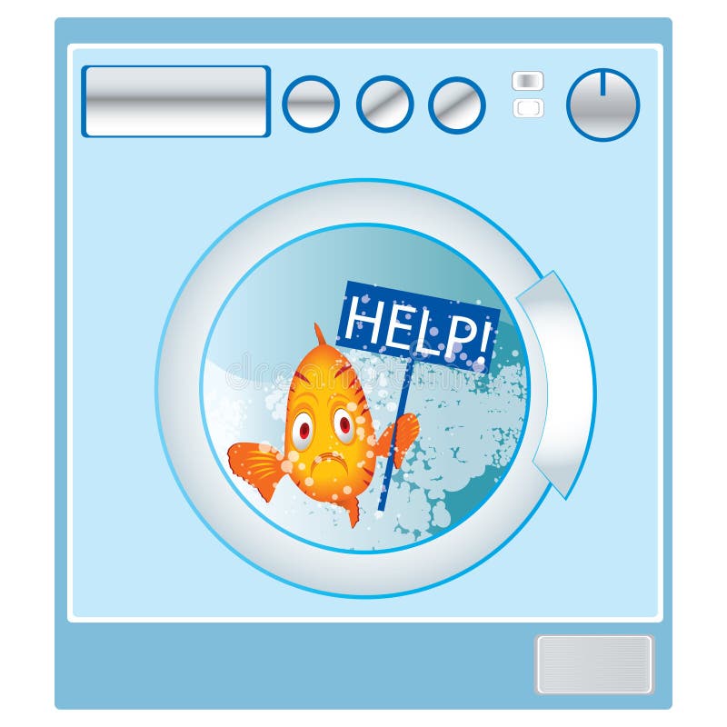 Fish in washing machine vector illustration