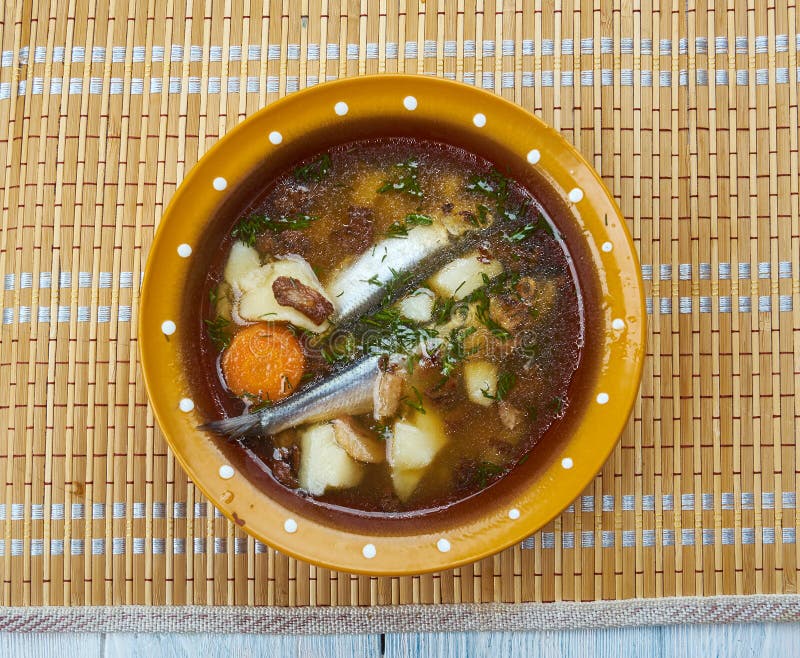 Fish yushka soup stock image. Image of spoon, national - 129019551