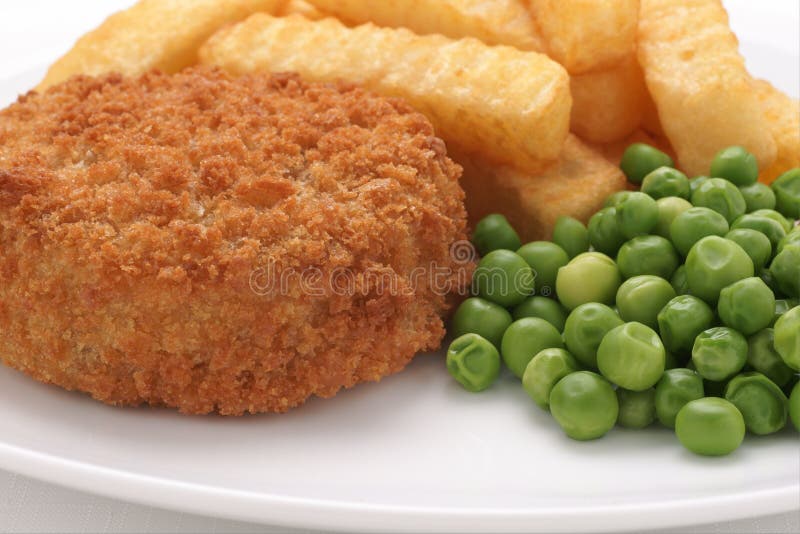 Fishcake Chips and Peas stock image. Image of meal, fried 47627125