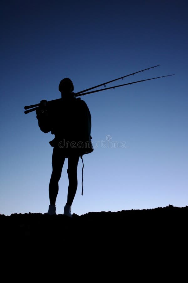 Fisherman or Angler Silhouette Stock Photo - Image of person, outdoor ...