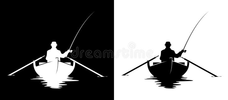 Fisherman in boat silhouette