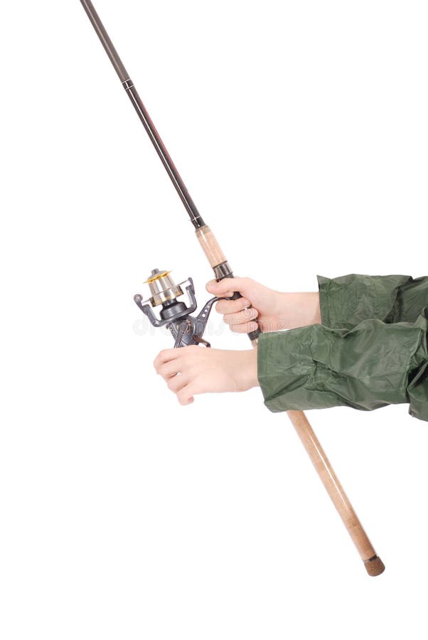 Fisherman Holding a Fishing Pole Stock Photo - Image of leisure, hook:  101856728