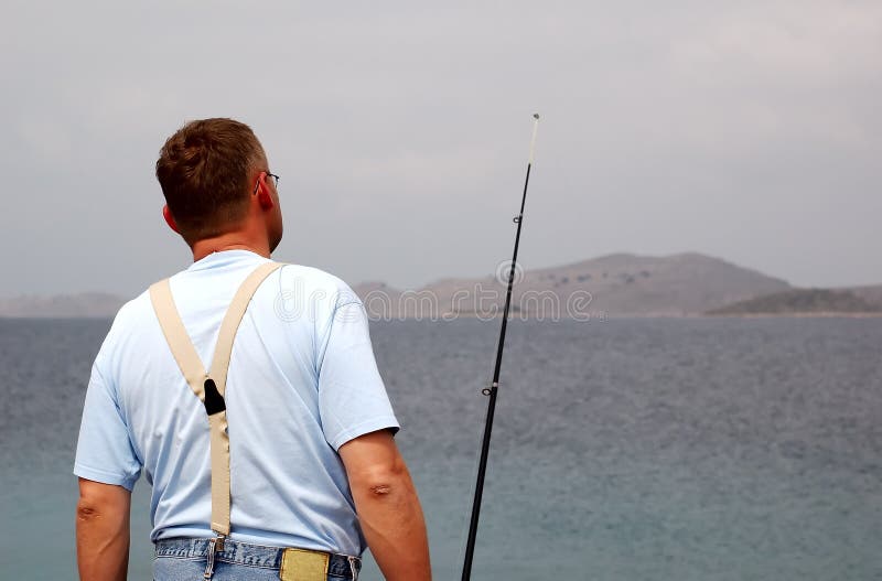 Fisherman at sea fishing