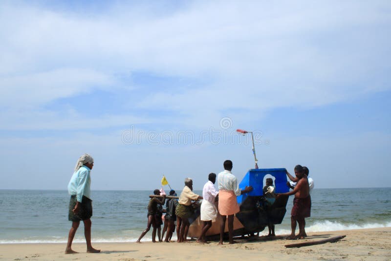 Fishermen in a Boat Catch Fish by Throwing Net in To the Backwaters  Editorial Stock Photo - Image of asia, resources: 59250128