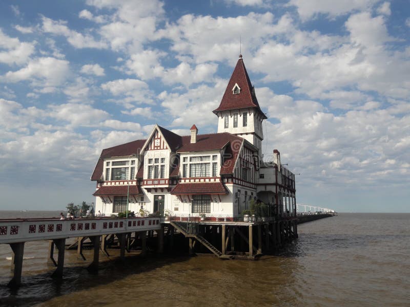 Fishermen's Club House on pier in Buenos Aires Argentina coast stock photography Fishermen's Club House on pier in Buenos Aires Argentina coast stock photography