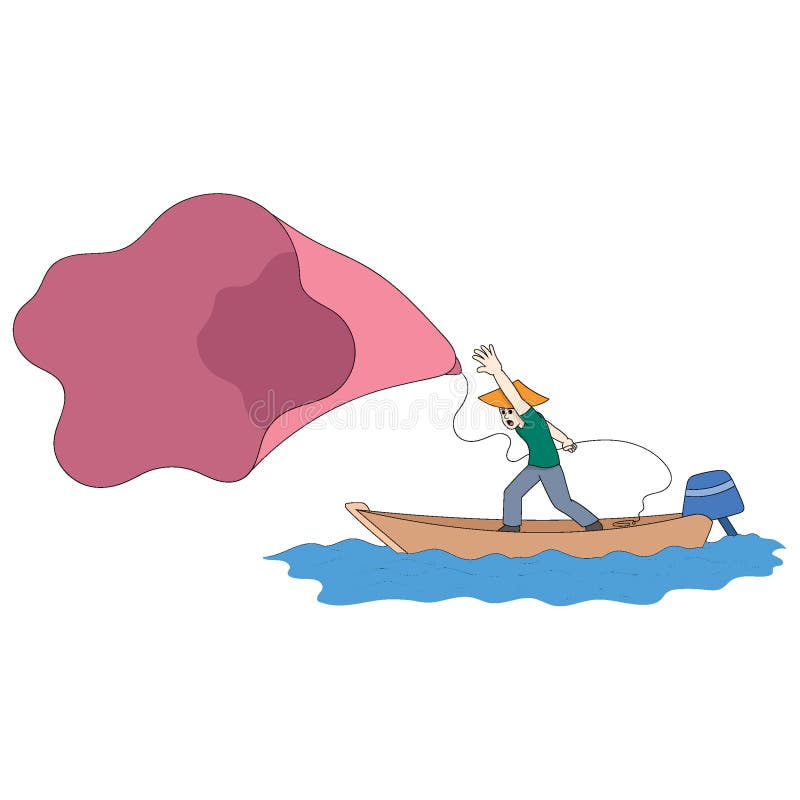 Fishermen at Work are in the Boat Throwing Nets To Catch Fish Stock Vector  - Illustration of doodle, icon: 271301821