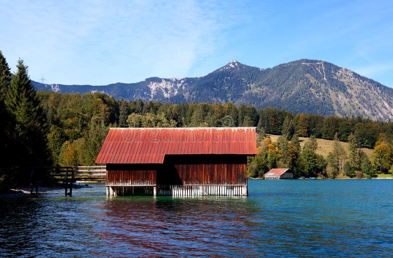 Fishhouse on Walchensee in Alps