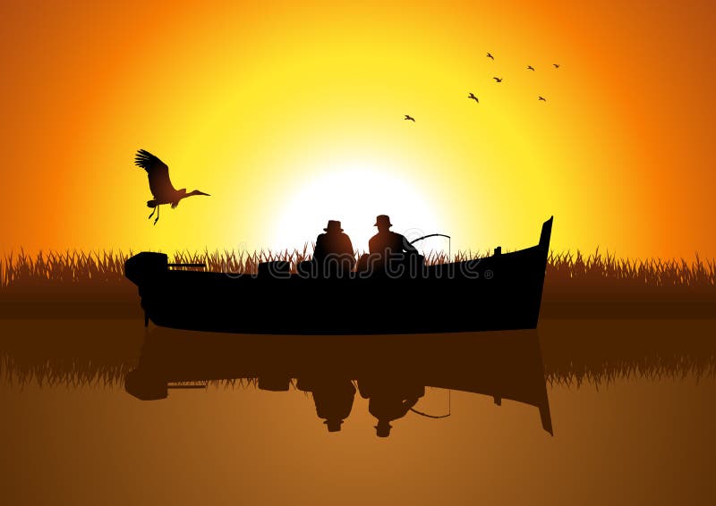 Silhouette Two Men Fishing Stock Illustrations – 63 Silhouette Two