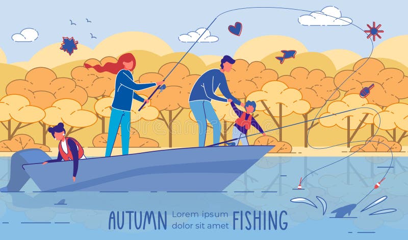 Fishing Adventures and Camping Trip with Family stock illustration Fishing Adventures and Camping Trip with Family stock illustration