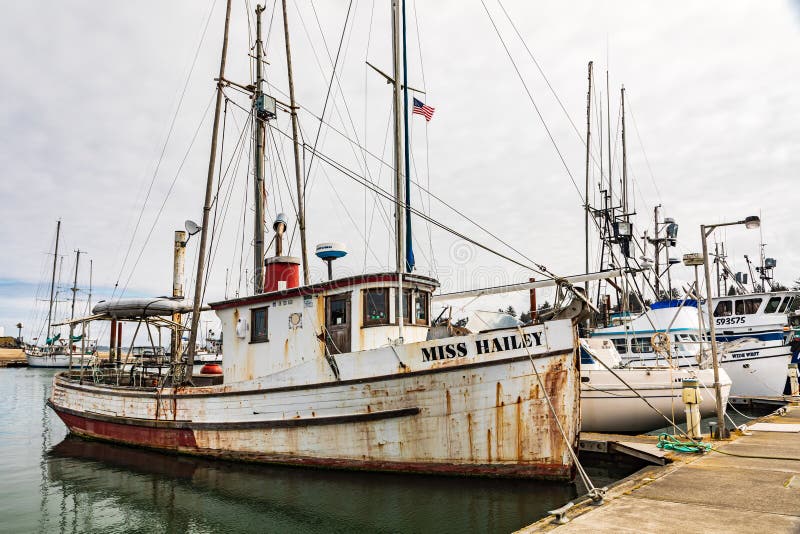 Fishing boat in Coos Bay, Oregon stock photo