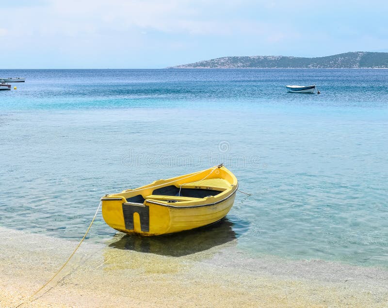 Yellow fishing boat stock photo. Image of travel, fish 42980986