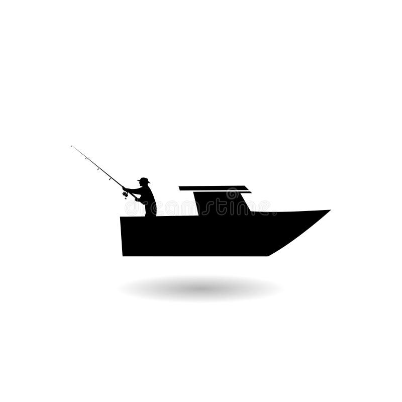 Fishing Boat Logo with Shadow Stock Vector - Illustration of pole,  isolated: 249139357