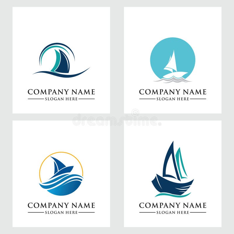 Fishing Boat Logo Vector Template Stock Vector Illustration of