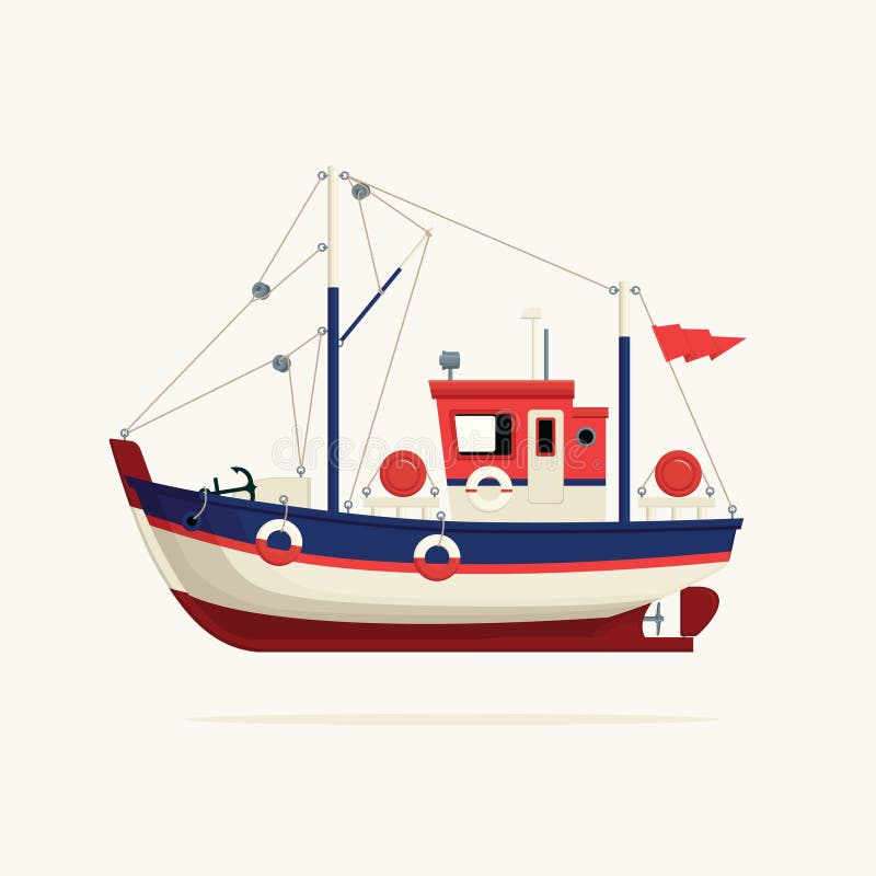 Fishing Boat Side View on a White Background Stock Vector - Illustration of  icon, marine: 212079174