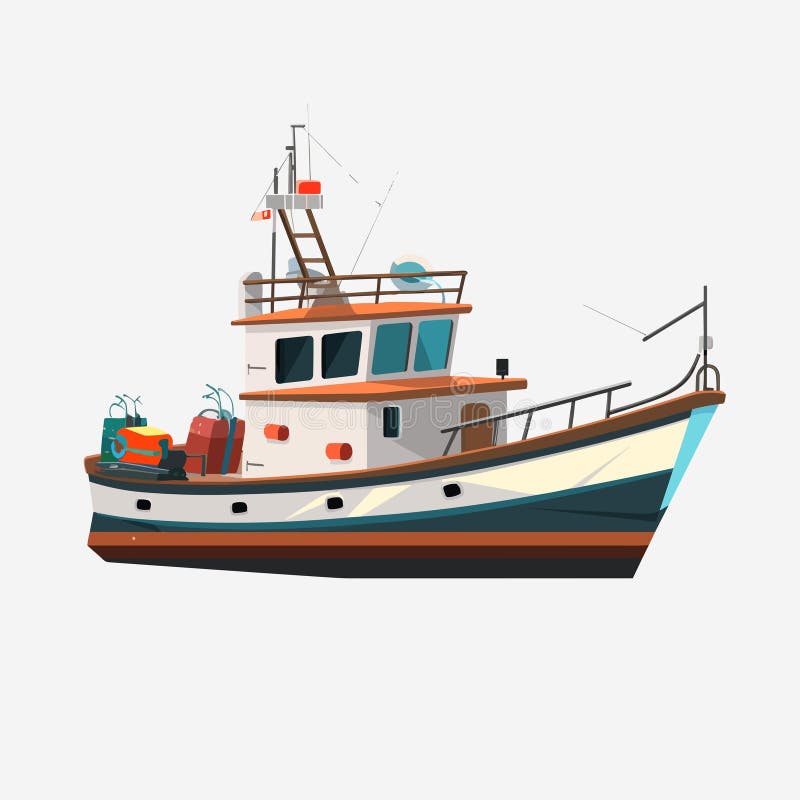 Fishing Boat Vector Isolated on White Illustration Stock Vector ...