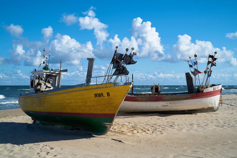 Fishing boats on the beach in Poland