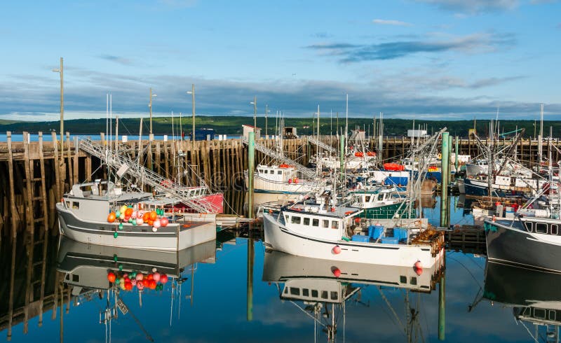 Fishing boats in the harbour at low tide in Digby, Nova Scotia.