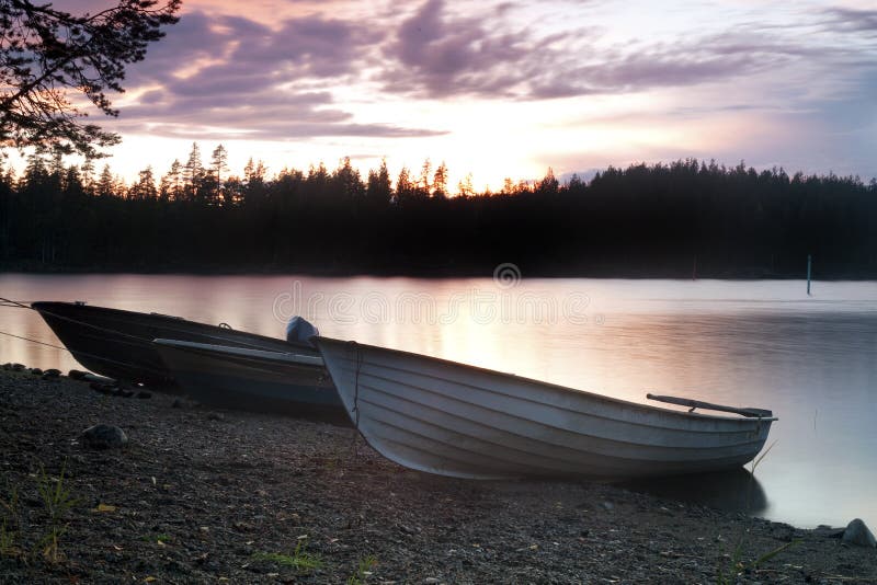 Fishing Boats on the Lake S Shore Stock Photo Image of outdoors