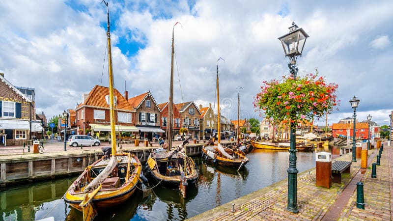 Fishing Boats moored in the harbor of Bunschoten-Spakenburg in