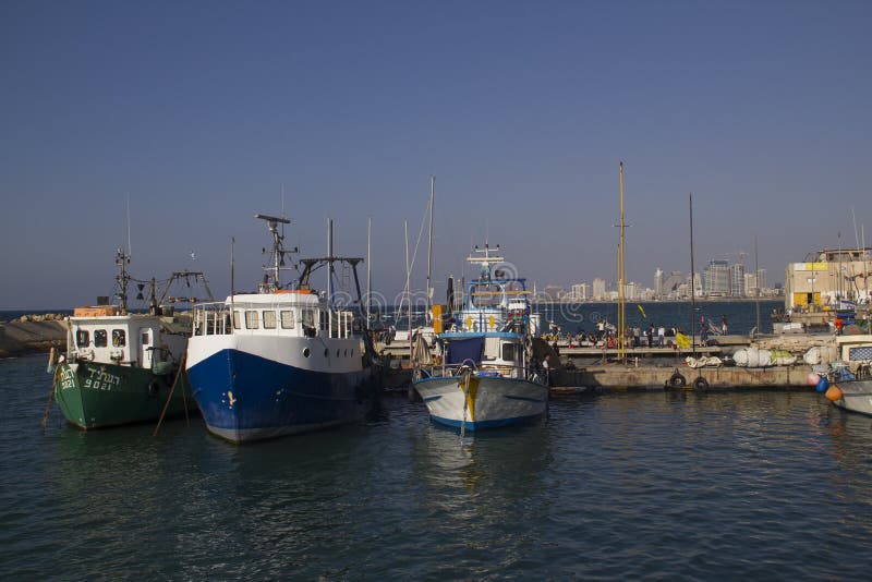 Fishing Boats in old Jaffa Port .Israel