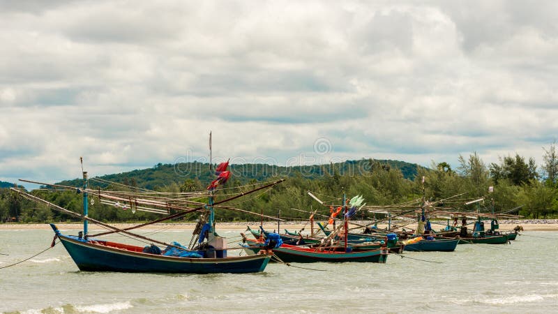 Fishing boats at Pak Nam Pram, Thailand royalty free stock images Fishing boats at Pak Nam Pram, Thailand royalty free stock images