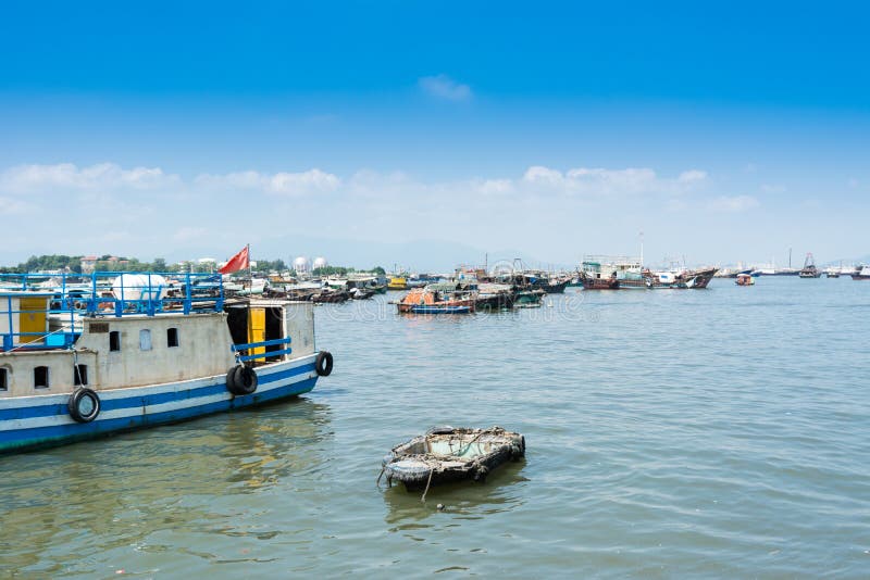 Fishing boats parking at seaport