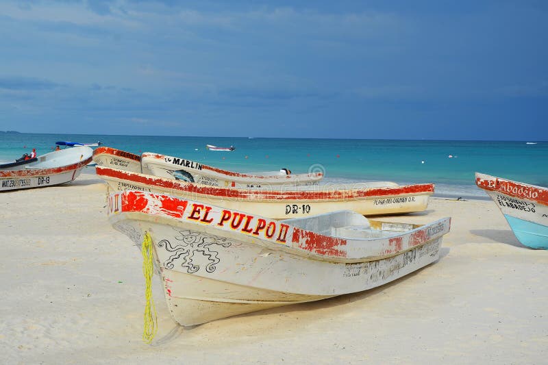 Fishing boats at Tulum beach