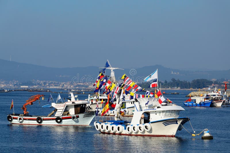 Fishing Boats White with Flags Stock Photo Image of boats, boat 46500768
