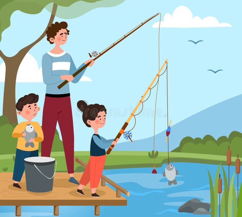 Father Daughter Fishing Stock Illustrations – 158 Father Daughter