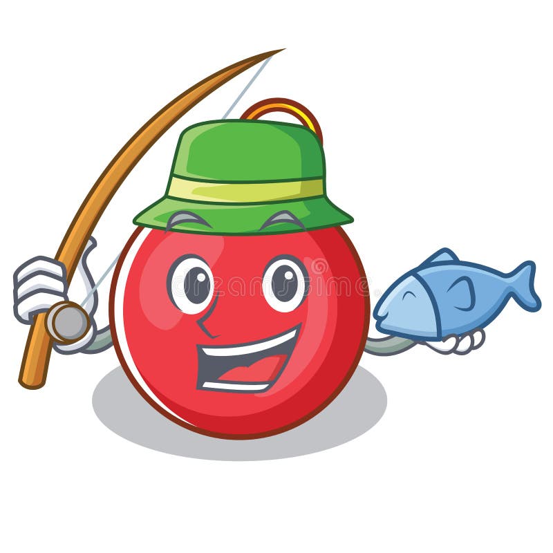 Fishing Christmas ball character cartoon royalty free illustration Fishing Christmas ball character cartoon royalty free illustration