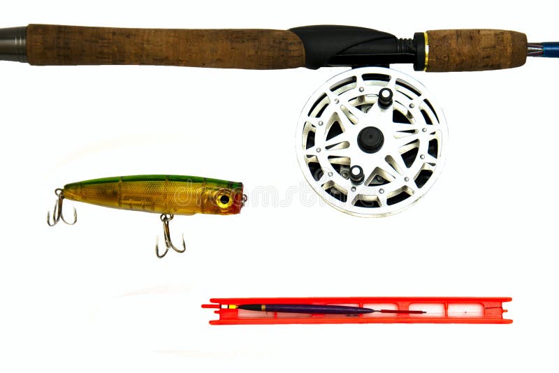 Big Set Fishing Tackle, Isolated on White. Stock Image Image of