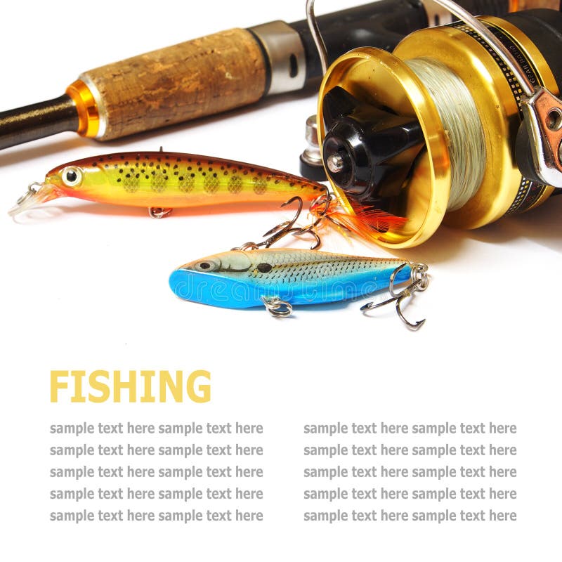 Fishing Gear Is Isolated On A White Background Stock Image Image of