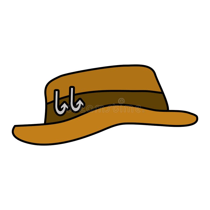 Fishing hat with hooks stock vector. Illustration of hobby 142010613