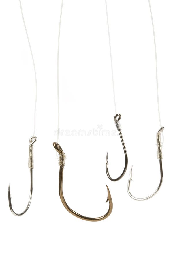 Fish Hook Hanging From A Piece Of Fishing Line - Isolated On White Stock  Photo, Picture and Royalty Free Image. Image 702552.