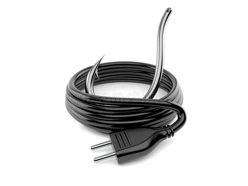 Fishing Hook with Electric Plug Stock Illustration Illustration of hook, black 127581628