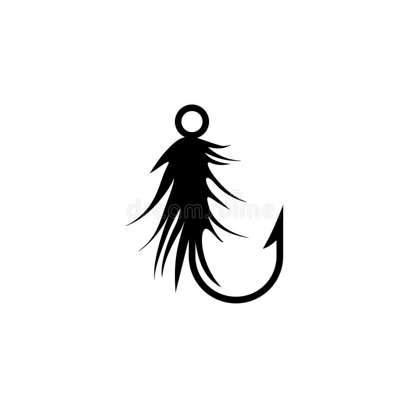 Fishing Hook with Feather Icon. Graphic Fly Fishing Icon or Logo