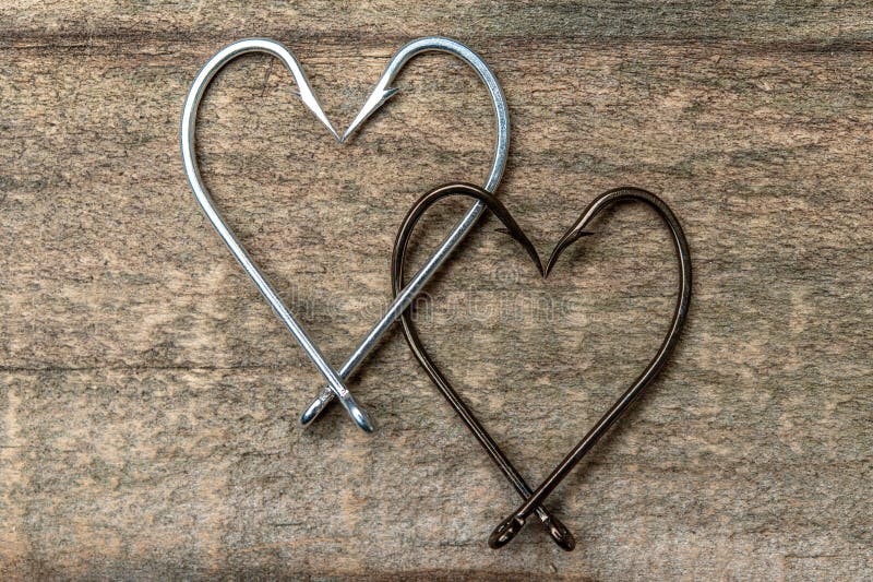 Fishing hook. Heart. Fisherman equipment. Good for birthday, valentine\ s day, wedding. I Love You. Celebrate anniversary