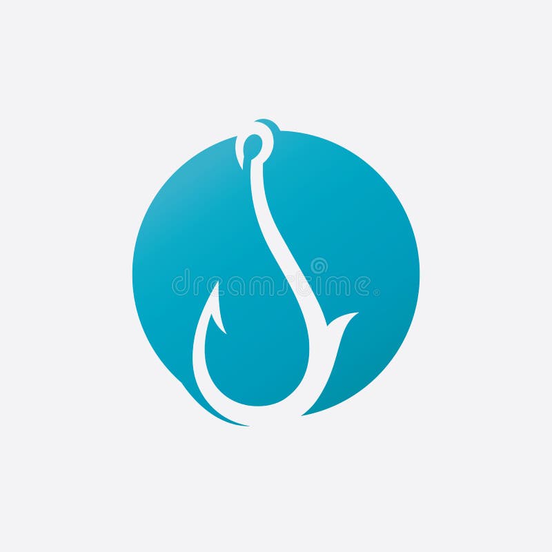 Fishing Hook Logo Design Concept Template. Fully Editable Vector Stock Vector Illustration of