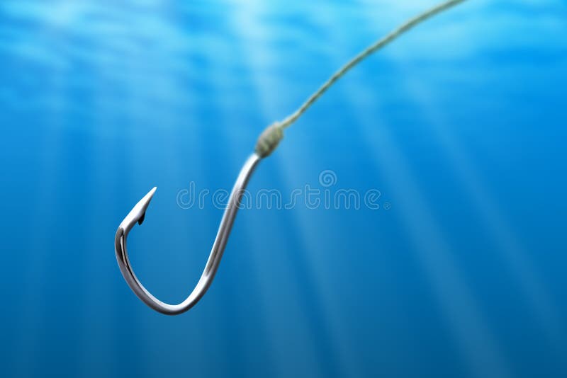 Fishing hook in the sea