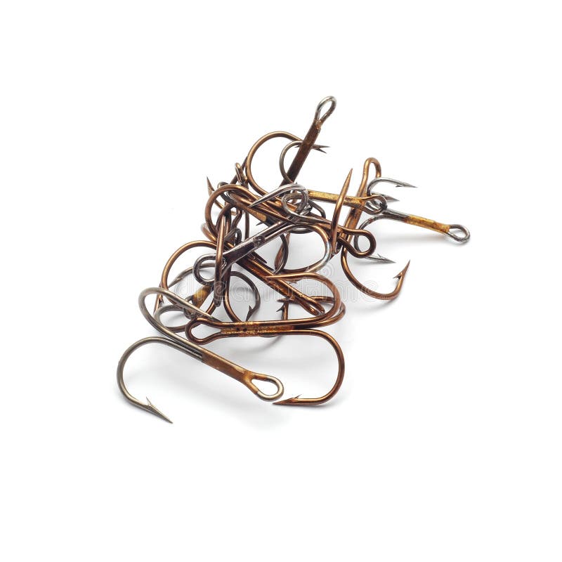 Fishing Hooks with Lines Stuck in the Body of a Manta Ray. Close Up