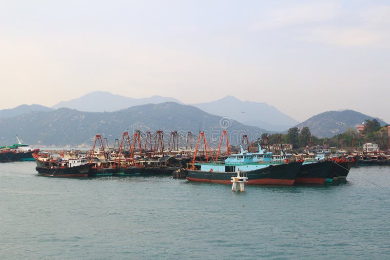 Fishing and house boats anchored in Cheung Chau harbour