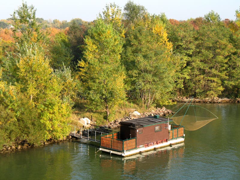 Fishing Houseboat on Danube Vienna Stock Image Image of boating, autumn 1782861