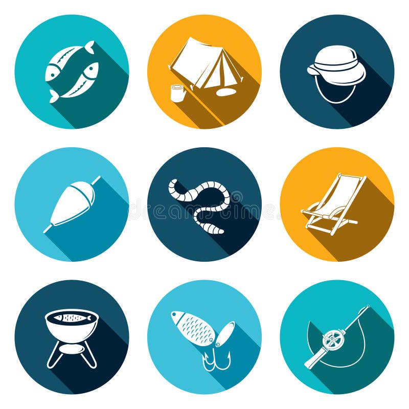 Fishing icon collection royalty free illustration