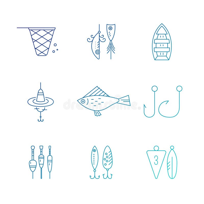 Fishing Icons stock vector. Illustration of gear, fish - 66003204