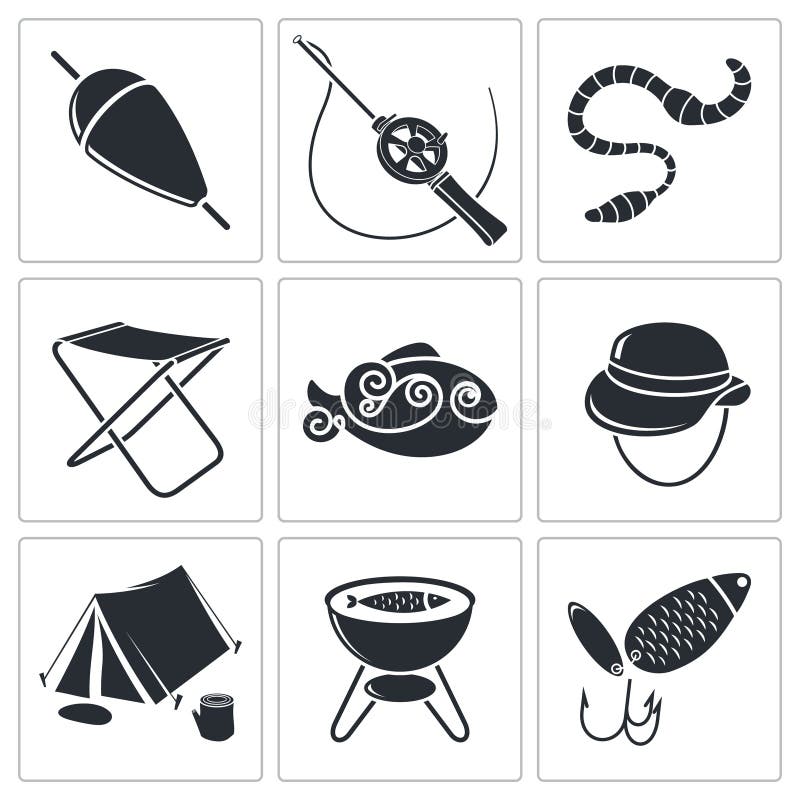 Fishing Icons set royalty free illustration