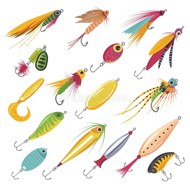 Vintage fishing lures seamless pattern Royalty Free Vector