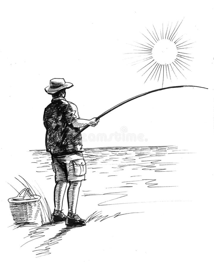 https://thumbs.dreamstime.com/b/fishing-morning-ink-sketch-man-fishing-lake-100549845.jpg