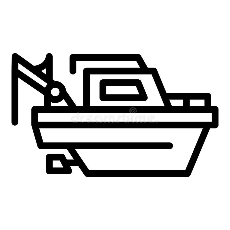 Fishing Motor Boat Icon, Outline Style Stock Vector - Illustration