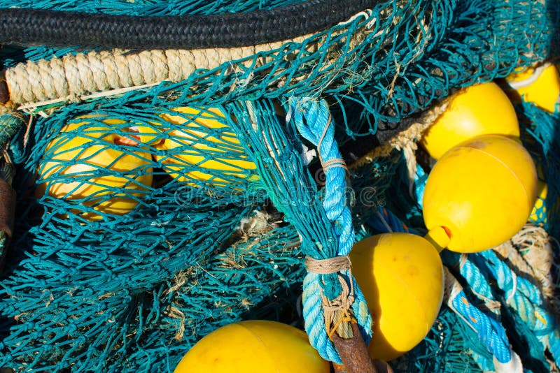 Fishing net with buoys stock image. Image of marine, commercial 83493275